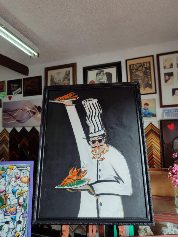 Pintura chef enmarcada
