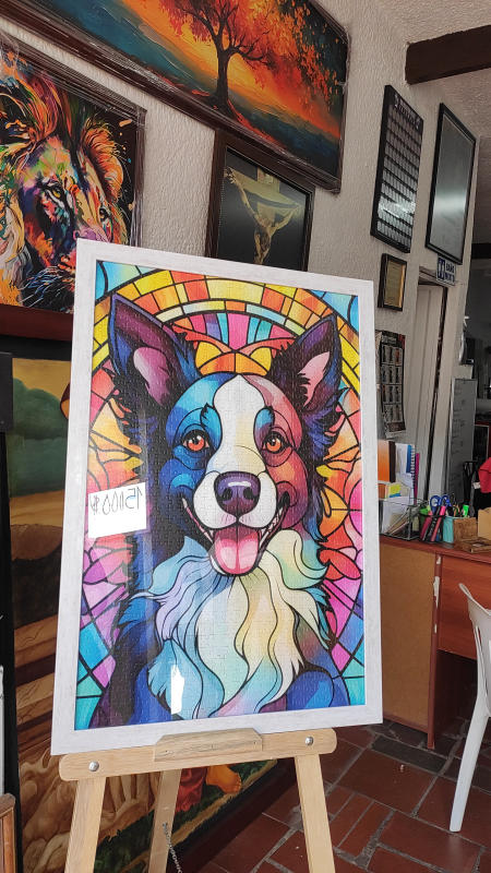 Retrato perro estilo vitral
