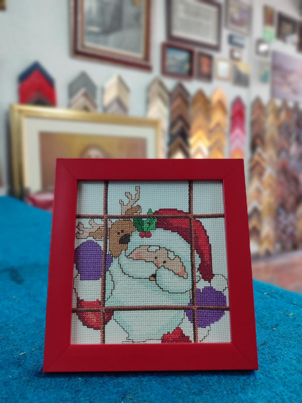 Punto de cruz Papá Noel enmarcado